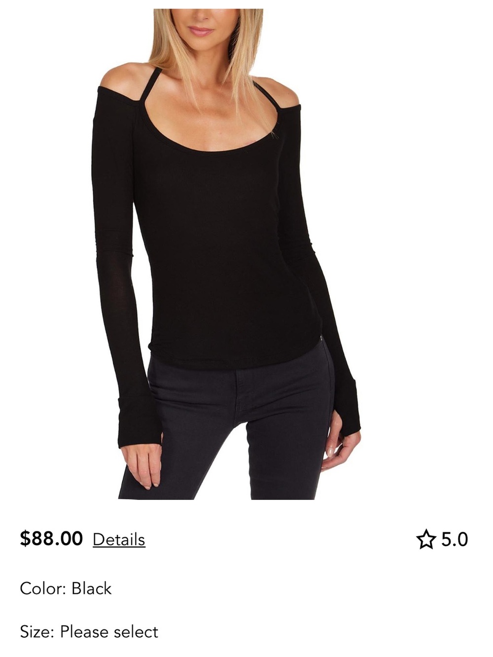 Michael Lauren Women’s Black Cold-Shoulder Long Sleeve Top - new with tags